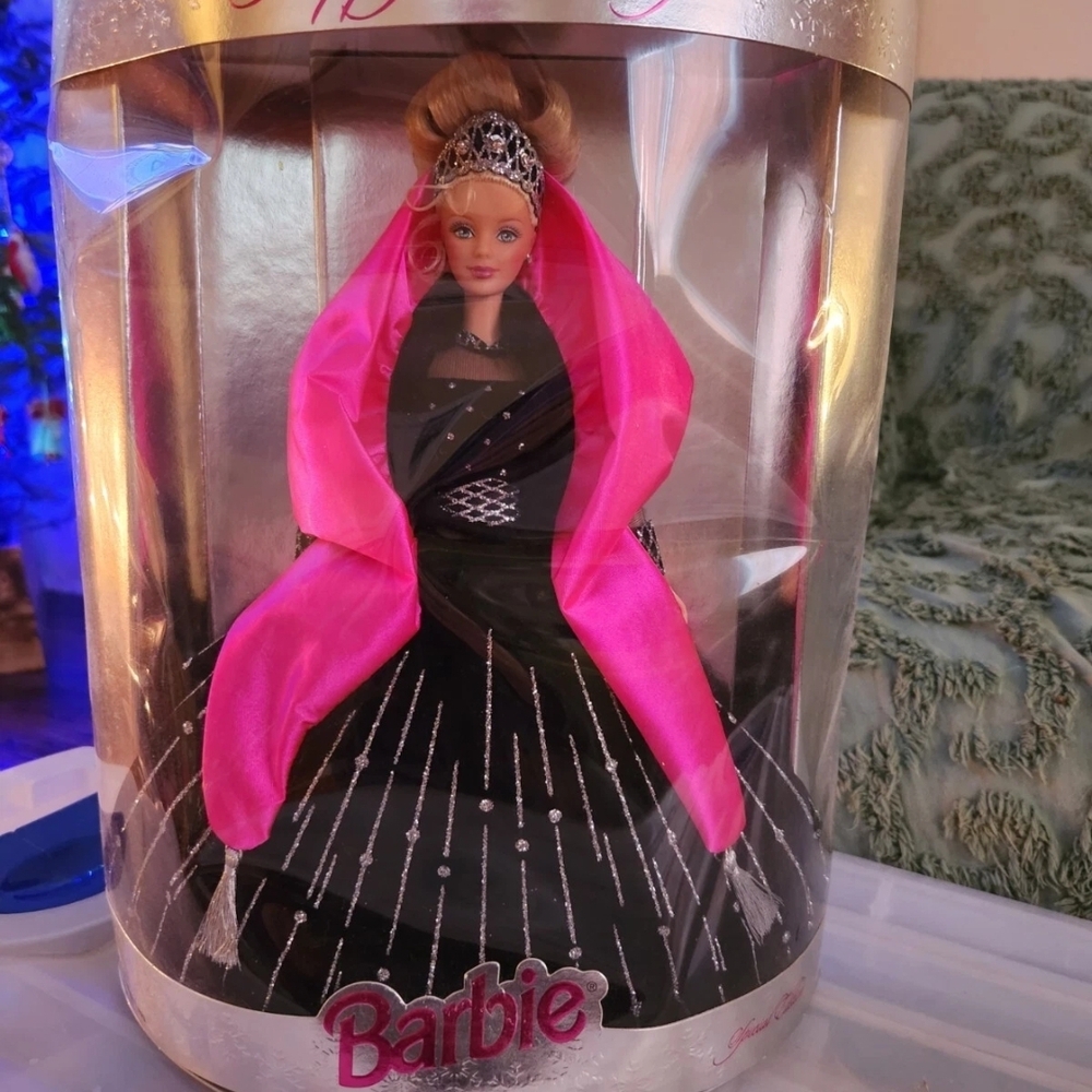 Barbie in Elegant Black and Vibrant Pink Ensemble